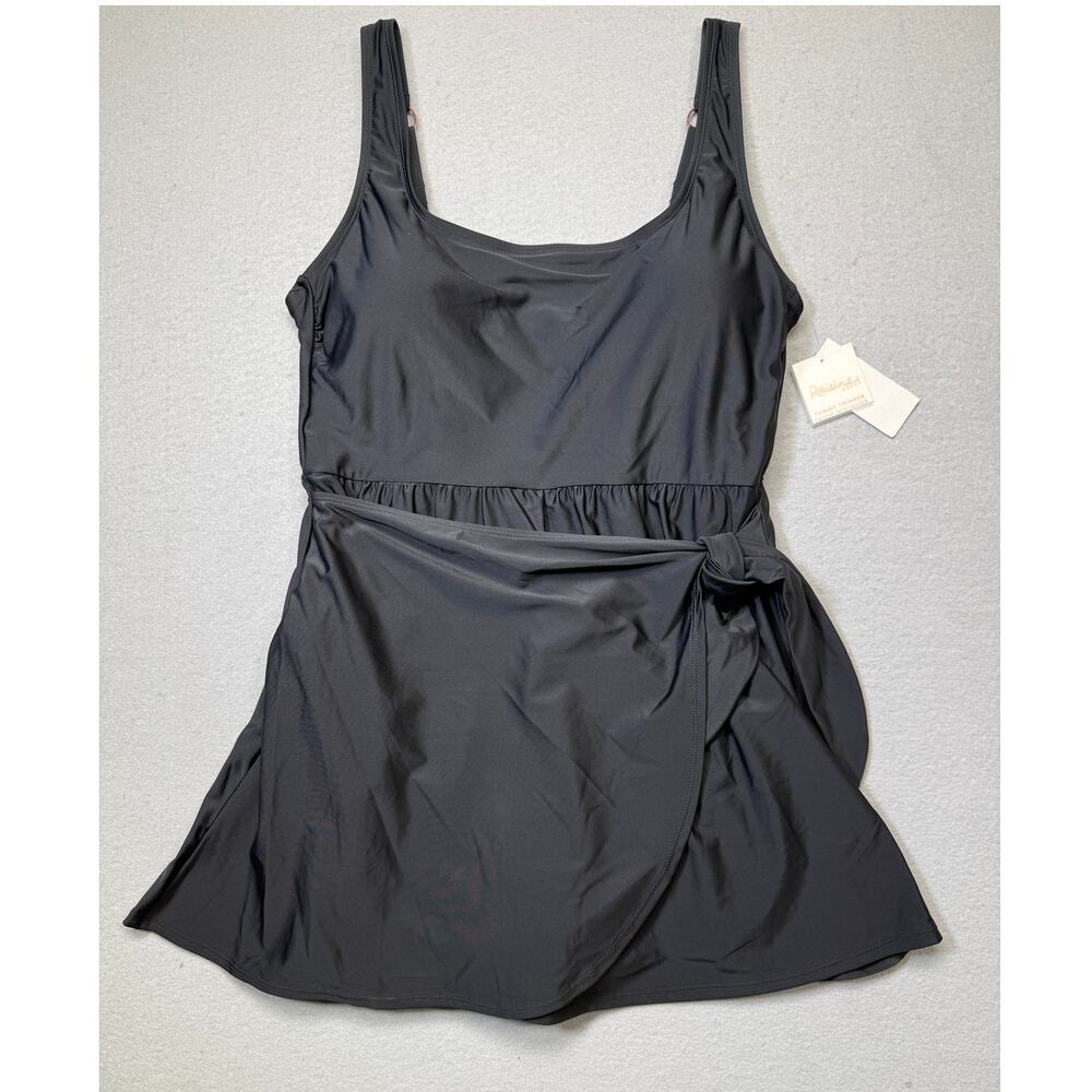 Raisins Curve Trendy Plus Size Calabria Side-Tie Swimdress - Black 16W $98